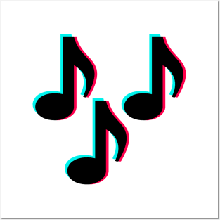 TikTok Music Notes Black Posters and Art